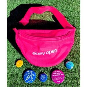 2019 eBay Open Neon Pink Fanny Pack Bag+5 Pin Buttons Memorabilia Lot Set NIP